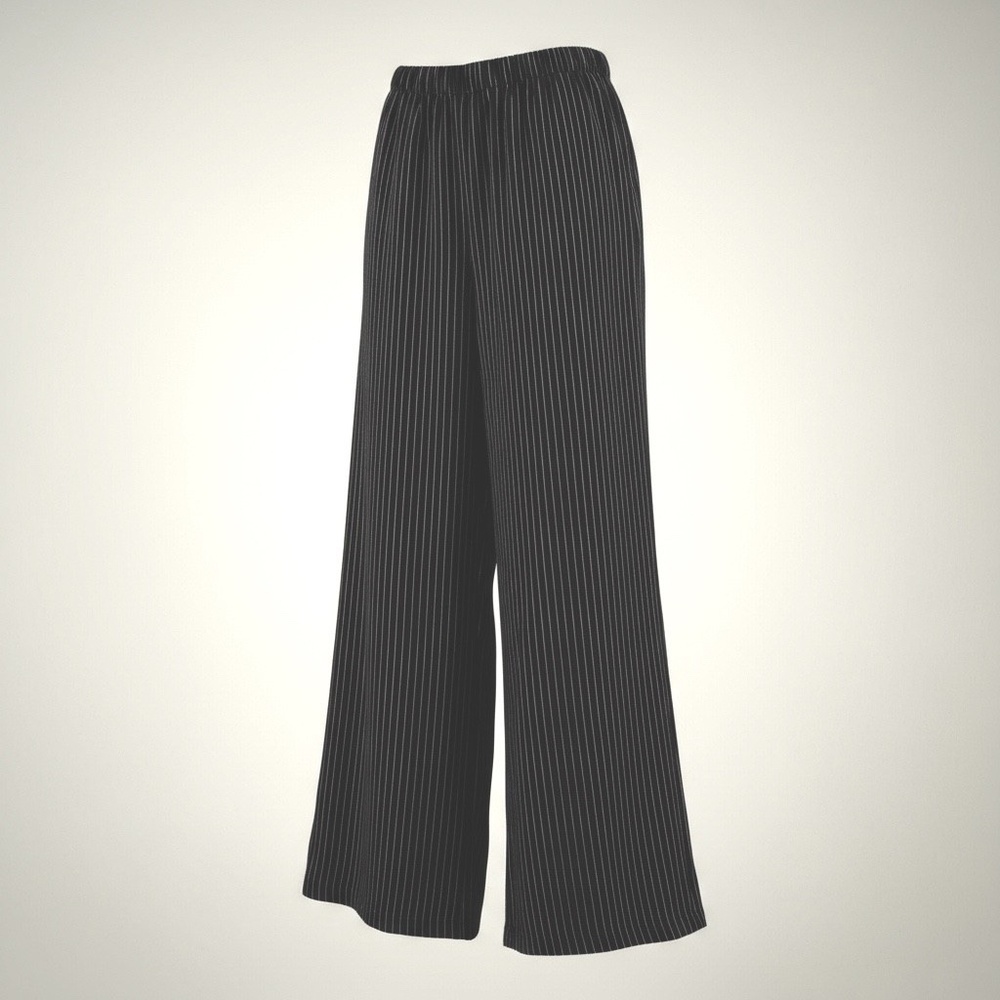 LA Blues Black Pinstripe Women's Boot Cut PullOn Elastic Waist Jeans Women 22-24